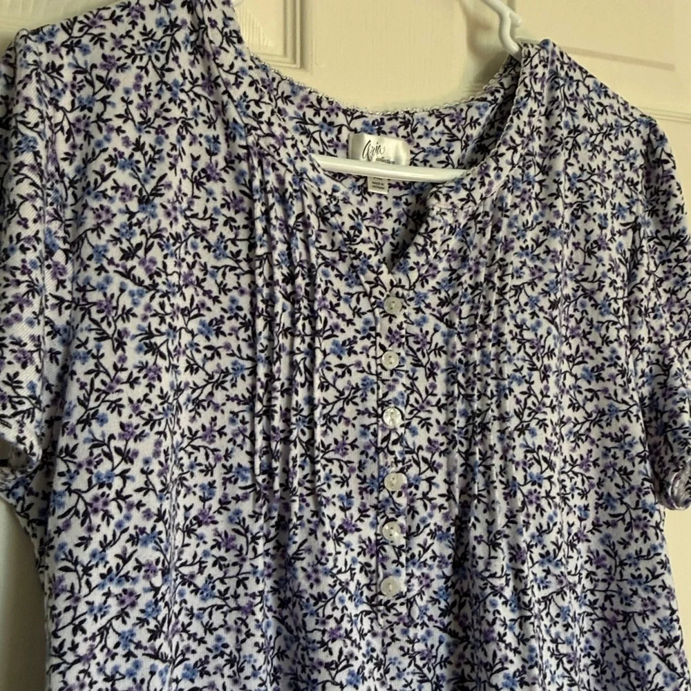 Aria Purple and Blue Floral Pajama Dress - Picture 3 of 6